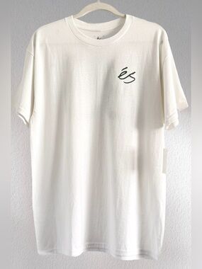 🌻 ES Skate White T-Shirt with Gray Graphic Logo Large NWT